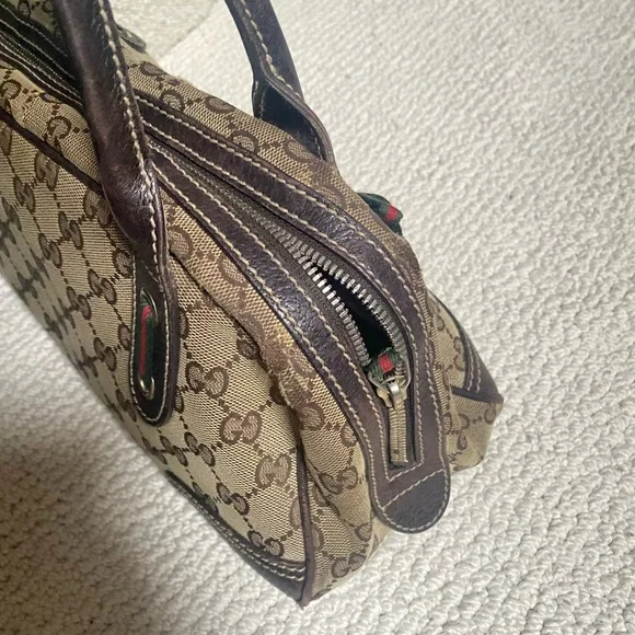 Gucci Brown and Black Monogram Bag - Picture 5 of 9